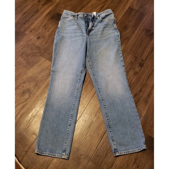 & Denim  Ultra High Waist Mom Blue Jeans Sz 4 Wide Leg - Picture 2 of 8